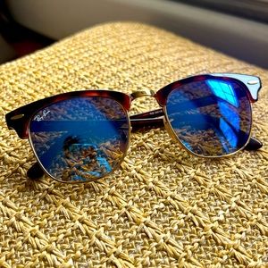 Ray-Ban Clubmaster Blue Mirrored Sunglasses
